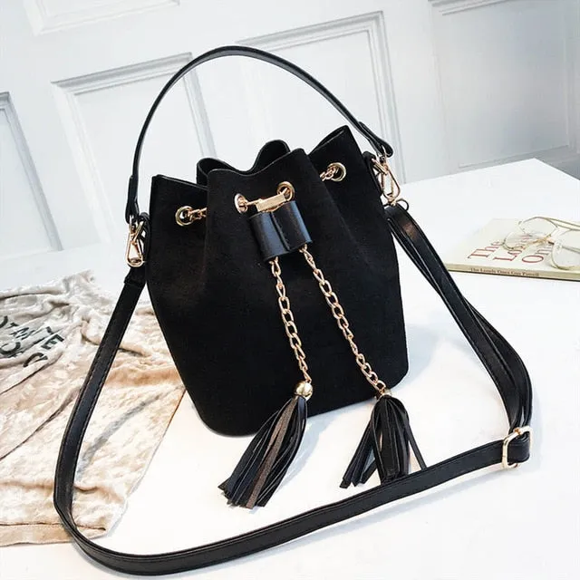 VIP  Mini Crossbody Handbags Cute Suede Bucket Bag Organizer Small Tassel PU Leather Womens Shoulder Messenger Bags Bolsos Fashion Nova Bags