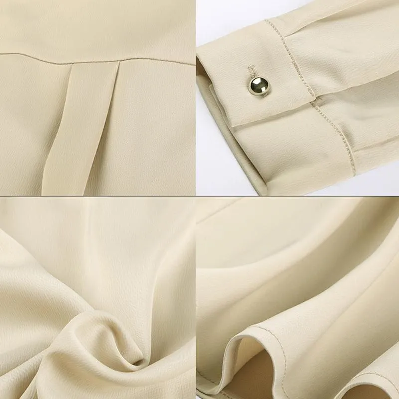 White Silk Long Sleeve Fashion Autumn Women Casual Blouse