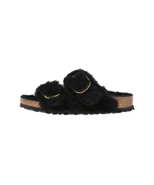 Women's Arizona Big Buckle Teddy Rivet Slipper In Black/gold