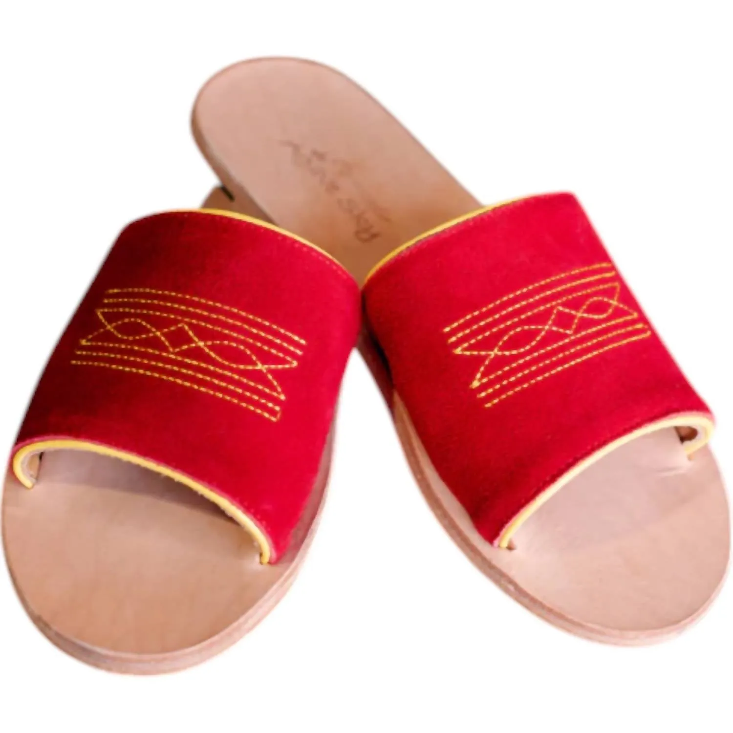 Women's Brock Boot Stitch Gameday Slides In Red