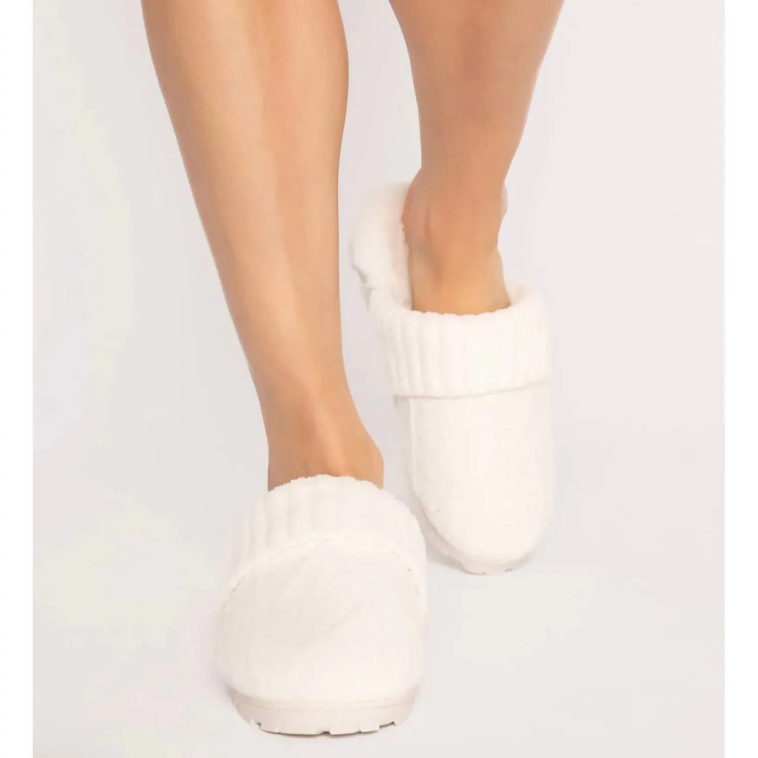 Women's Cable Knit Slides In Ivory