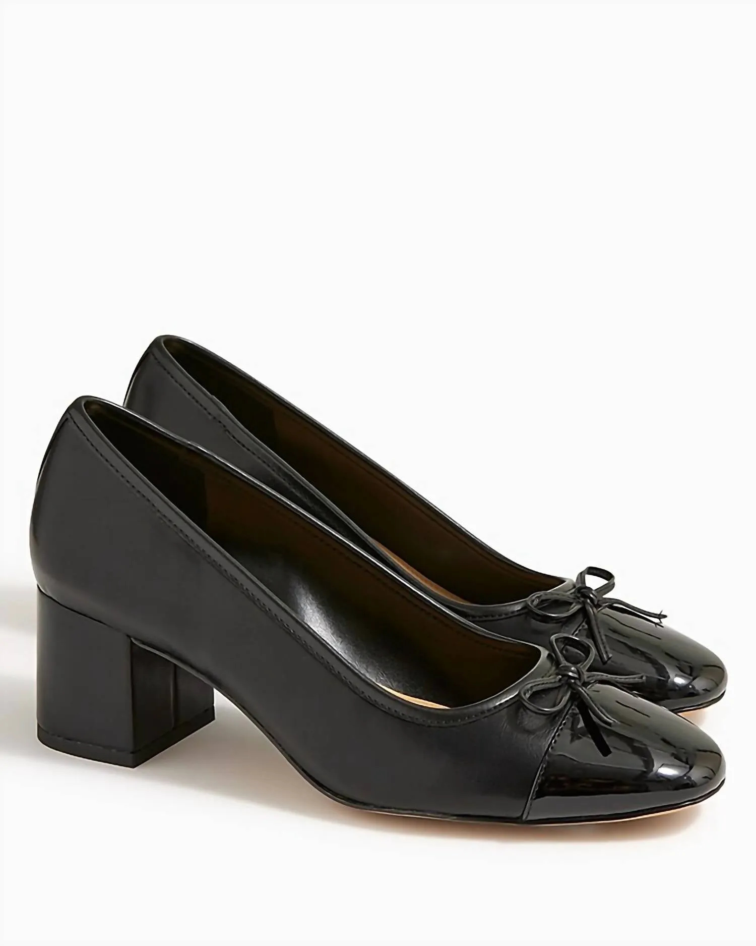 Women's Cap-Toe Ballet Block Heels In Black