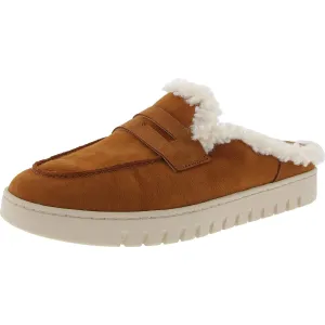 Womens Faux Fur Leather Slingback Slippers