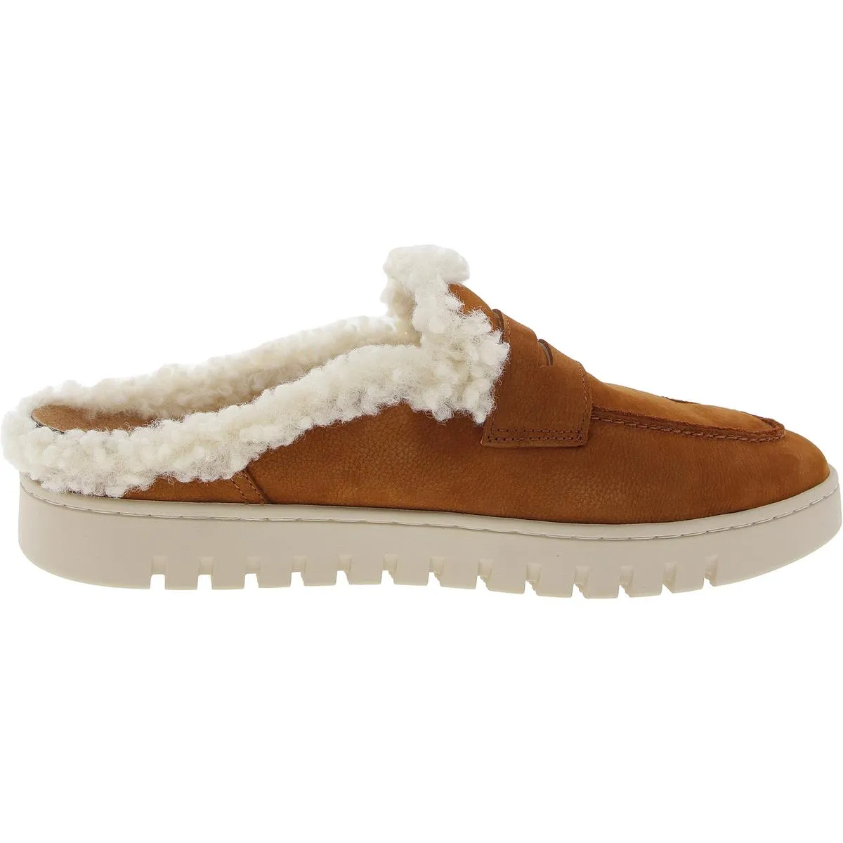 Womens Faux Fur Leather Slingback Slippers