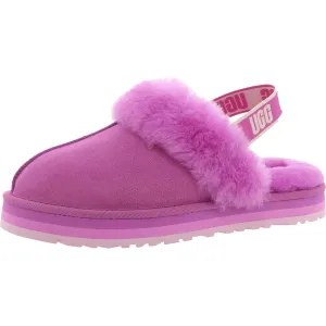 Womens Faux Fur Suede Slingback Slippers