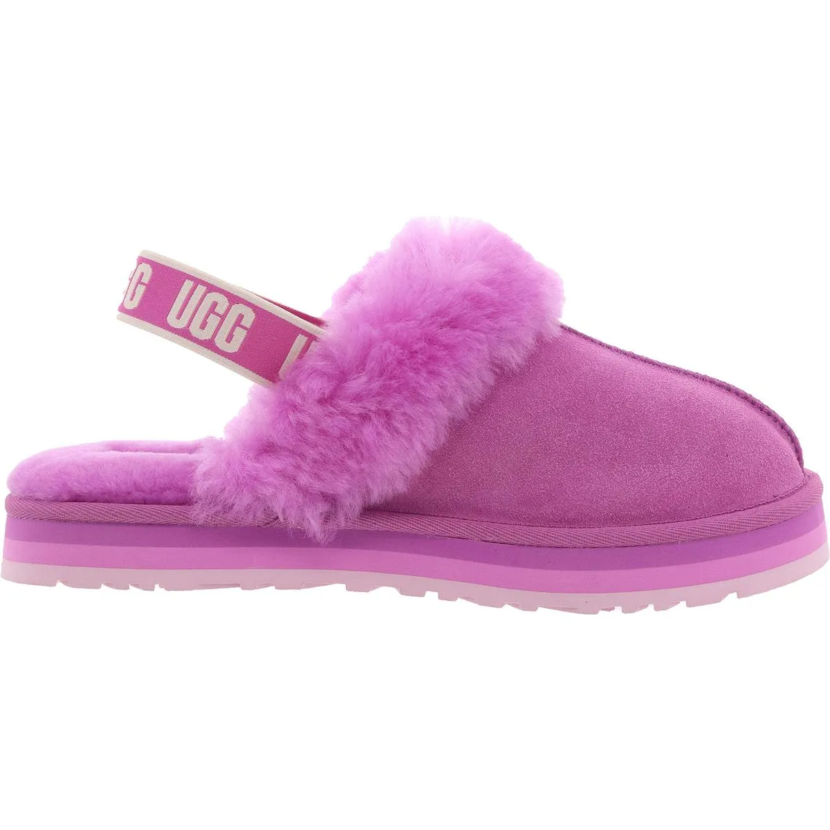 Womens Faux Fur Suede Slingback Slippers