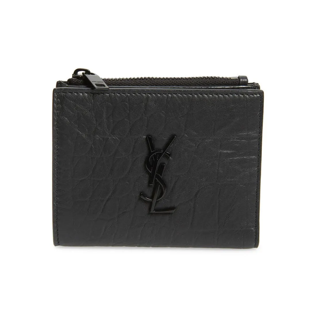Ysl Bags Saint Laurent Black Crocodile Calf Leather YSL Monogram Wallet 529875