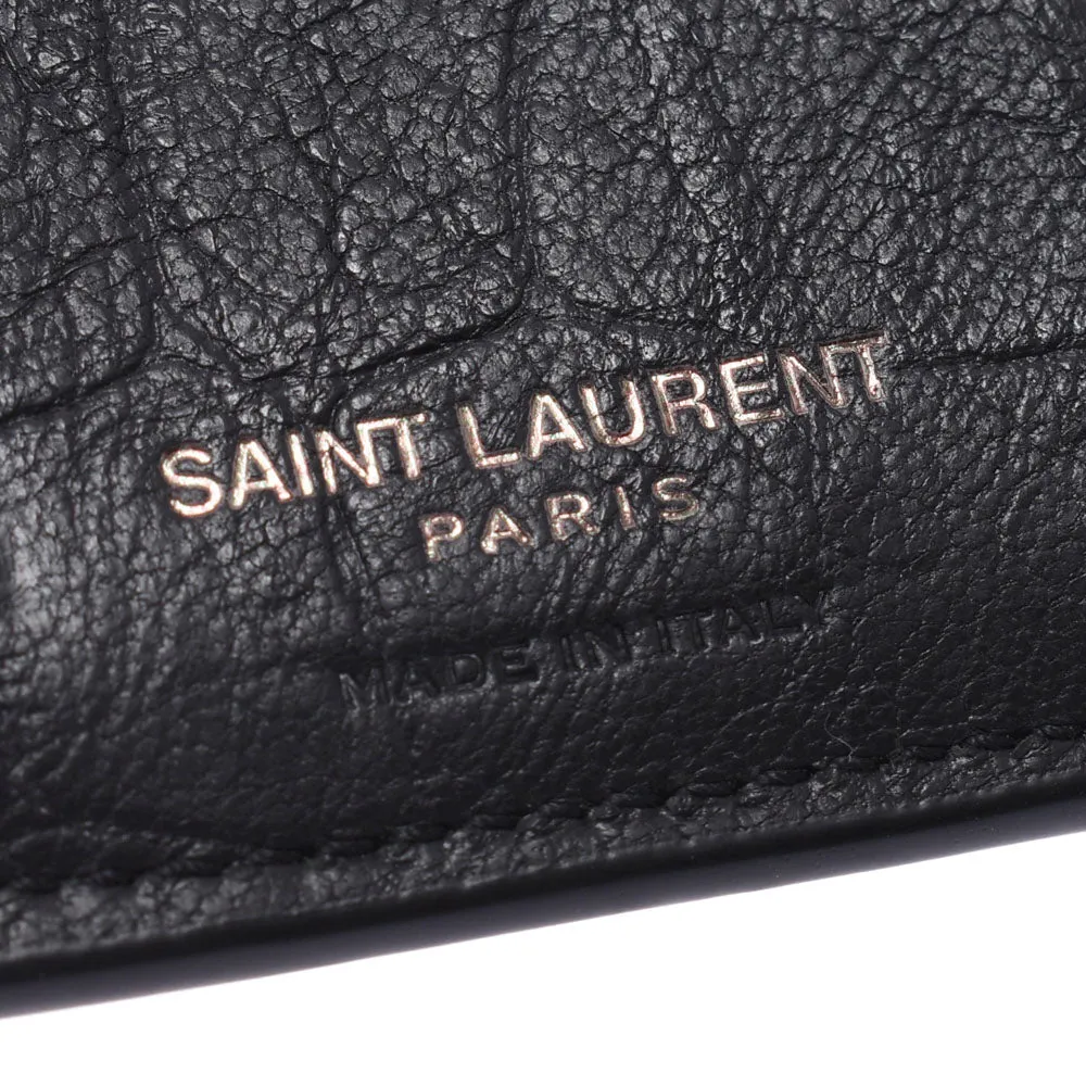 Ysl Bags Saint Laurent Black Crocodile Calf Leather YSL Monogram Wallet 529875