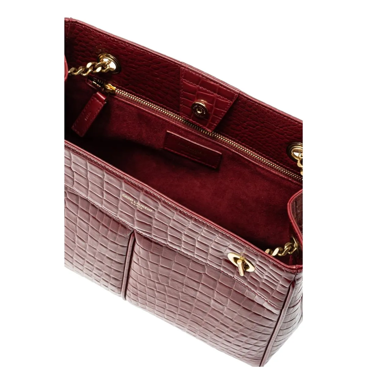 Ysl Bags Saint Laurent Claude Red Leather Cocco Embossed Shoulder Bag 640281