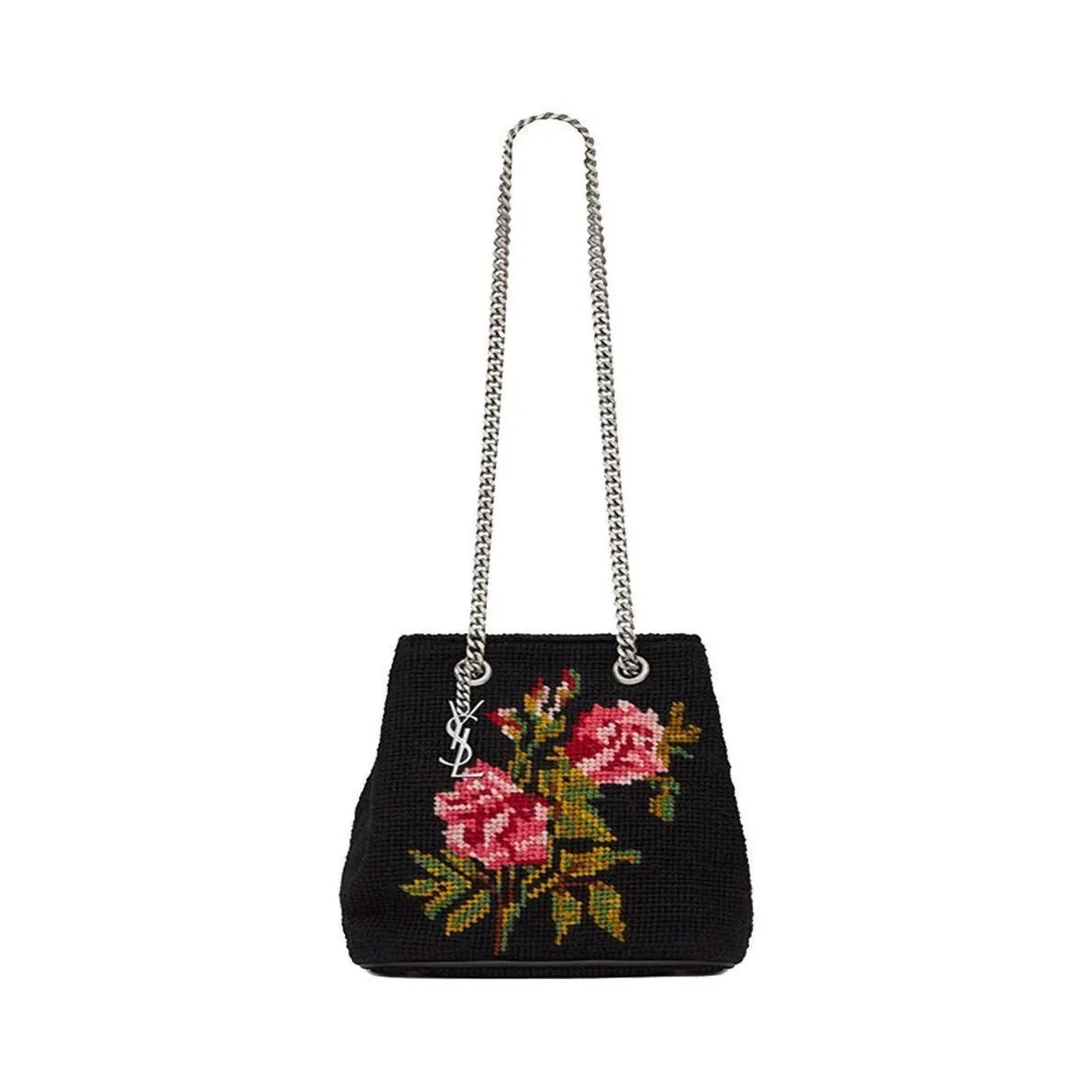Ysl Bags Saint Laurent Emmanuelle Bucket Bag Grunge Rose Needlepoint 425068