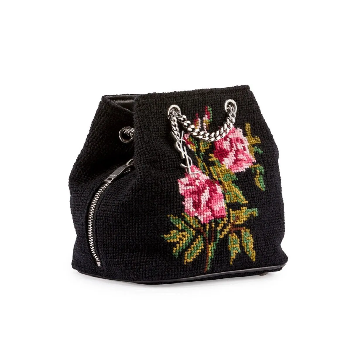 Ysl Bags Saint Laurent Emmanuelle Bucket Bag Grunge Rose Needlepoint 425068