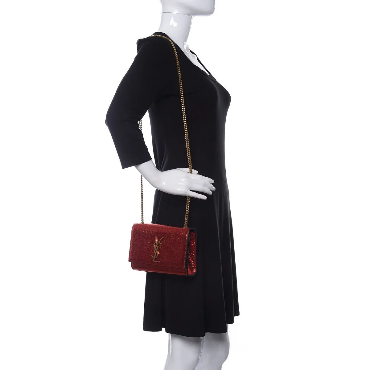 Ysl Bags Saint Laurent Kate Monogramme Red Metallic Leather Crossbody Bag 469390