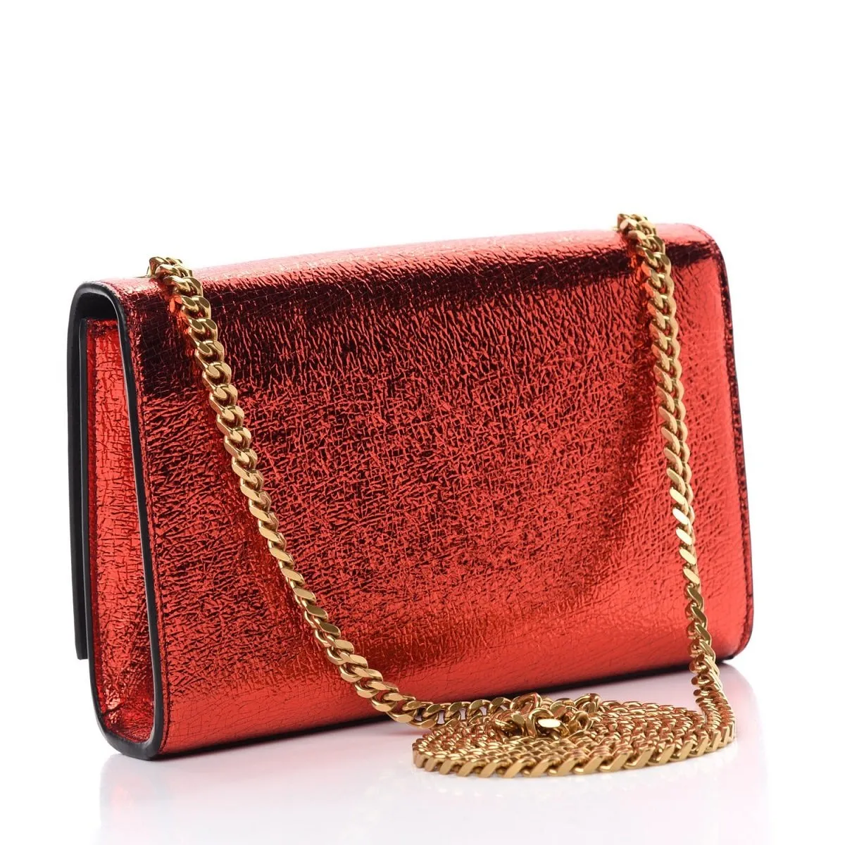 Ysl Bags Saint Laurent Kate Monogramme Red Metallic Leather Crossbody Bag 469390