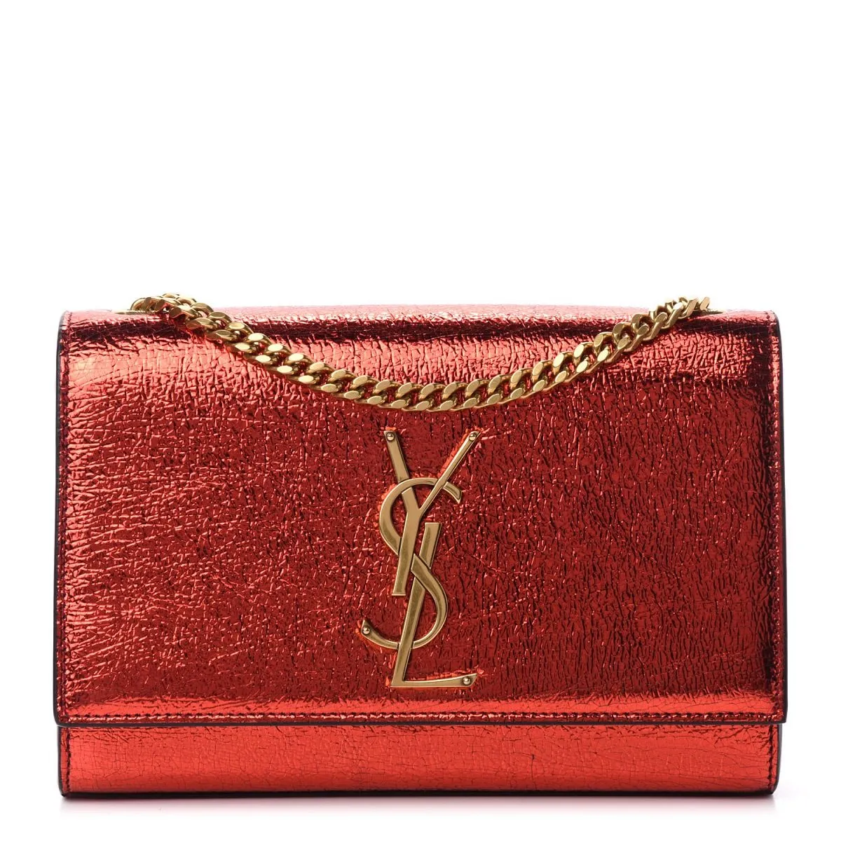 Ysl Bags Saint Laurent Kate Monogramme Red Metallic Leather Crossbody Bag 469390