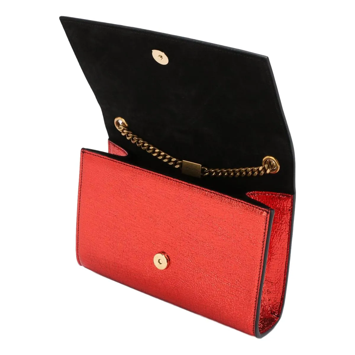 Ysl Bags Saint Laurent Kate Monogramme Red Metallic Leather Crossbody Bag 469390