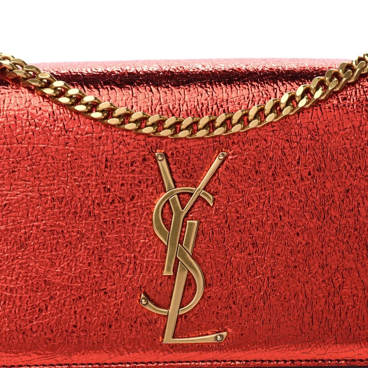 Ysl Bags Saint Laurent Kate Monogramme Red Metallic Leather Crossbody Bag 469390