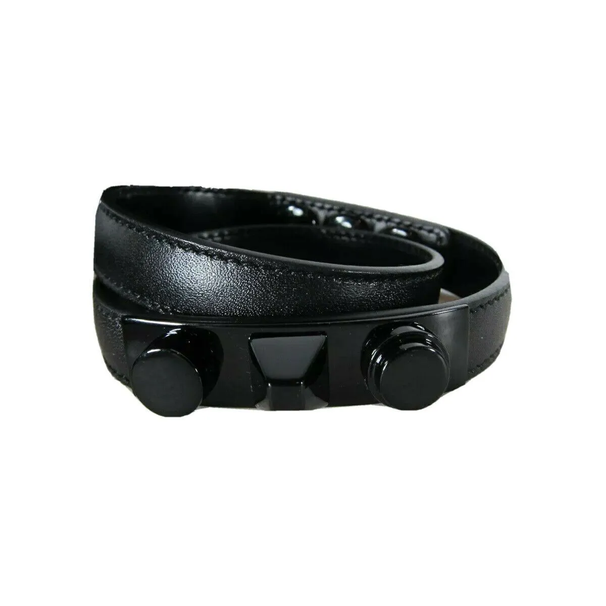 Ysl Bags Saint Laurent Le Trois Clous Double Wrap Black Leather Studded Bracelet 415293