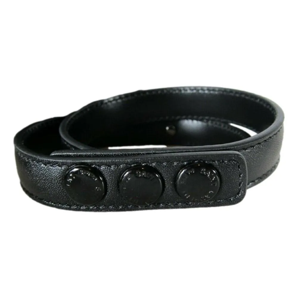 Ysl Bags Saint Laurent Le Trois Clous Double Wrap Black Leather Studded Bracelet 415293