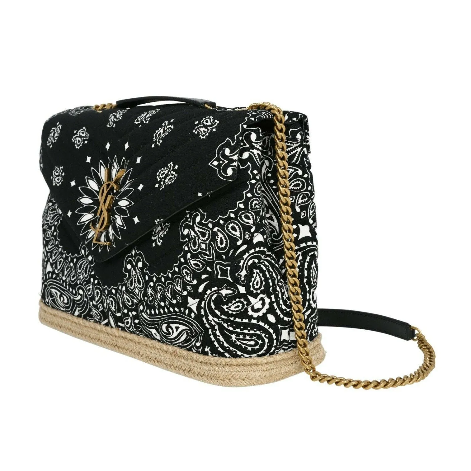 Ysl Bags Saint Laurent Loulou Black Paisley Quilted Monogram Medium Shoulder Bag 487216