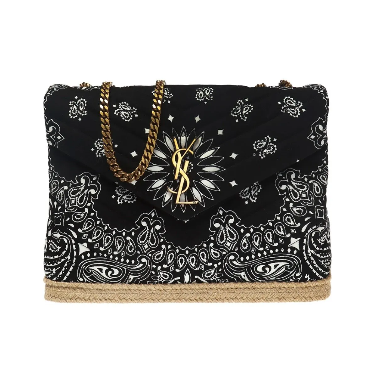 Ysl Bags Saint Laurent Loulou Black Paisley Quilted Monogram Medium Shoulder Bag 487216