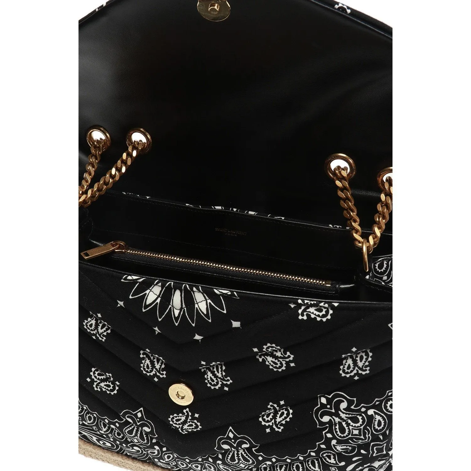 Ysl Bags Saint Laurent Loulou Black Paisley Quilted Monogram Medium Shoulder Bag 487216