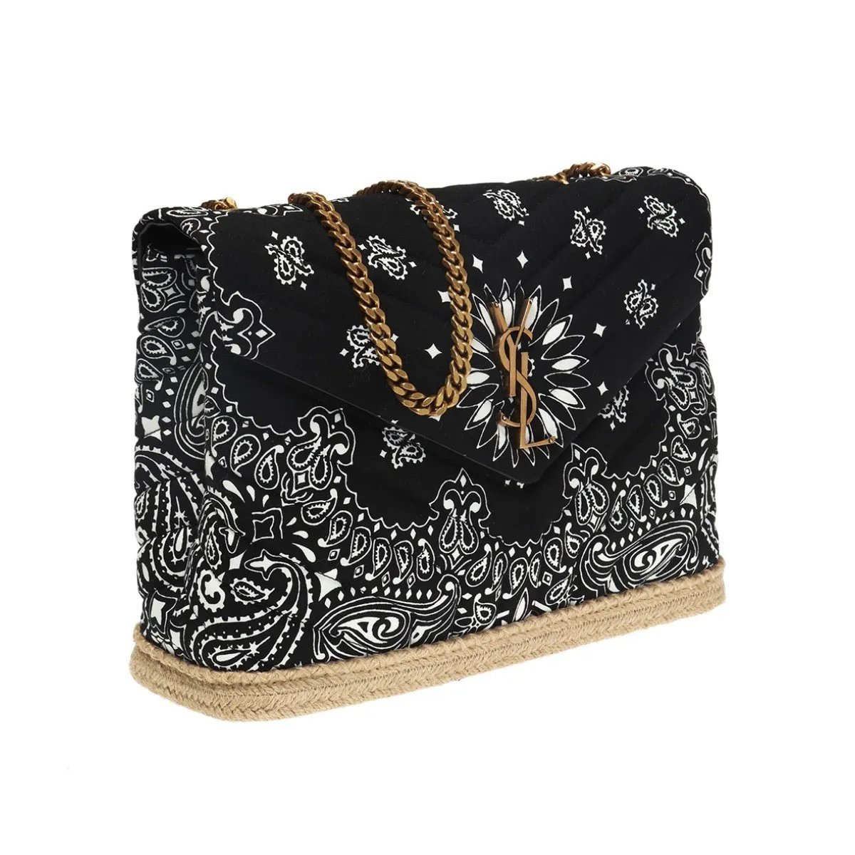 Ysl Bags Saint Laurent Loulou Black Paisley Quilted Monogram Medium Shoulder Bag 487216