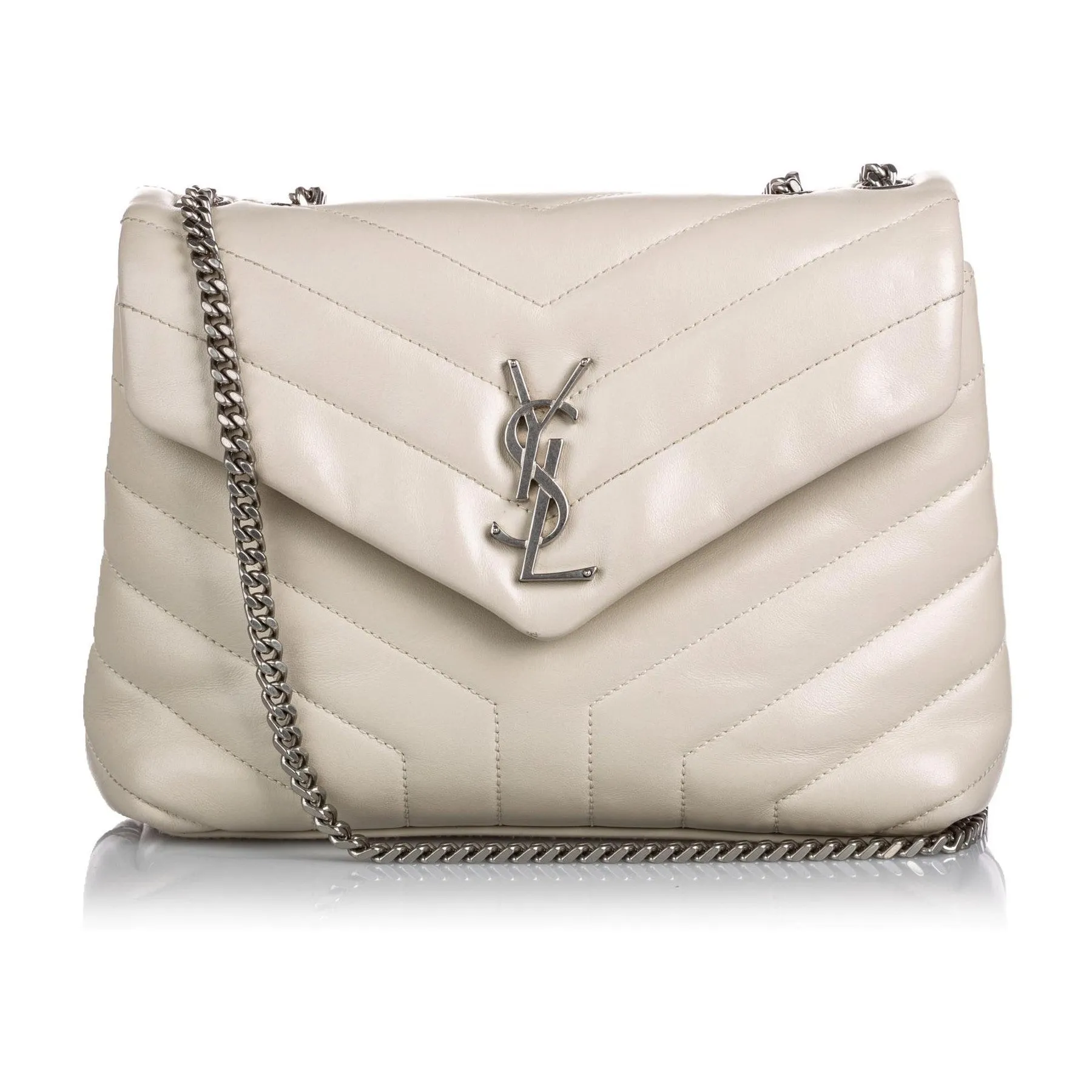 Ysl Bags Saint Laurent Loulou Ivory Leather Matelasse Medium Shoulder Bag 458716