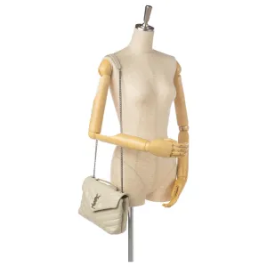 Ysl Bags Saint Laurent Loulou Ivory Leather Matelasse Medium Shoulder Bag 458716