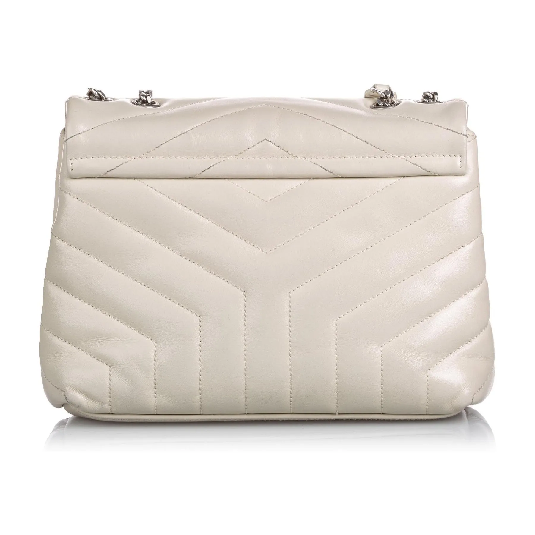 Ysl Bags Saint Laurent Loulou Ivory Leather Matelasse Medium Shoulder Bag 458716