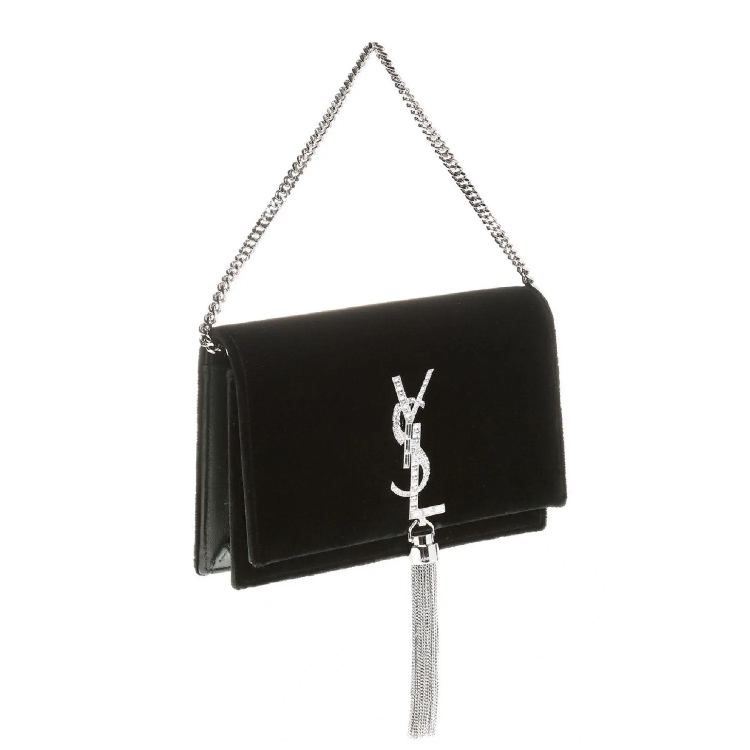 Ysl Bags Saint Laurent Monogram Kate Tassel Crystal Green Velvet Cross Body 491521