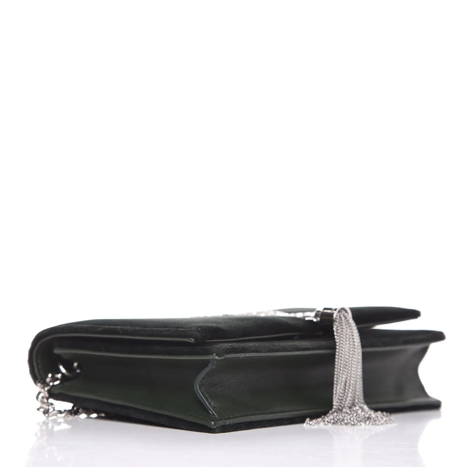 Ysl Bags Saint Laurent Monogram Kate Tassel Crystal Green Velvet Cross Body 491521