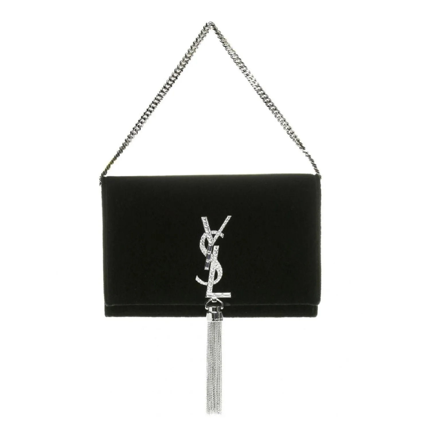 Ysl Bags Saint Laurent Monogram Kate Tassel Crystal Green Velvet Cross Body 491521