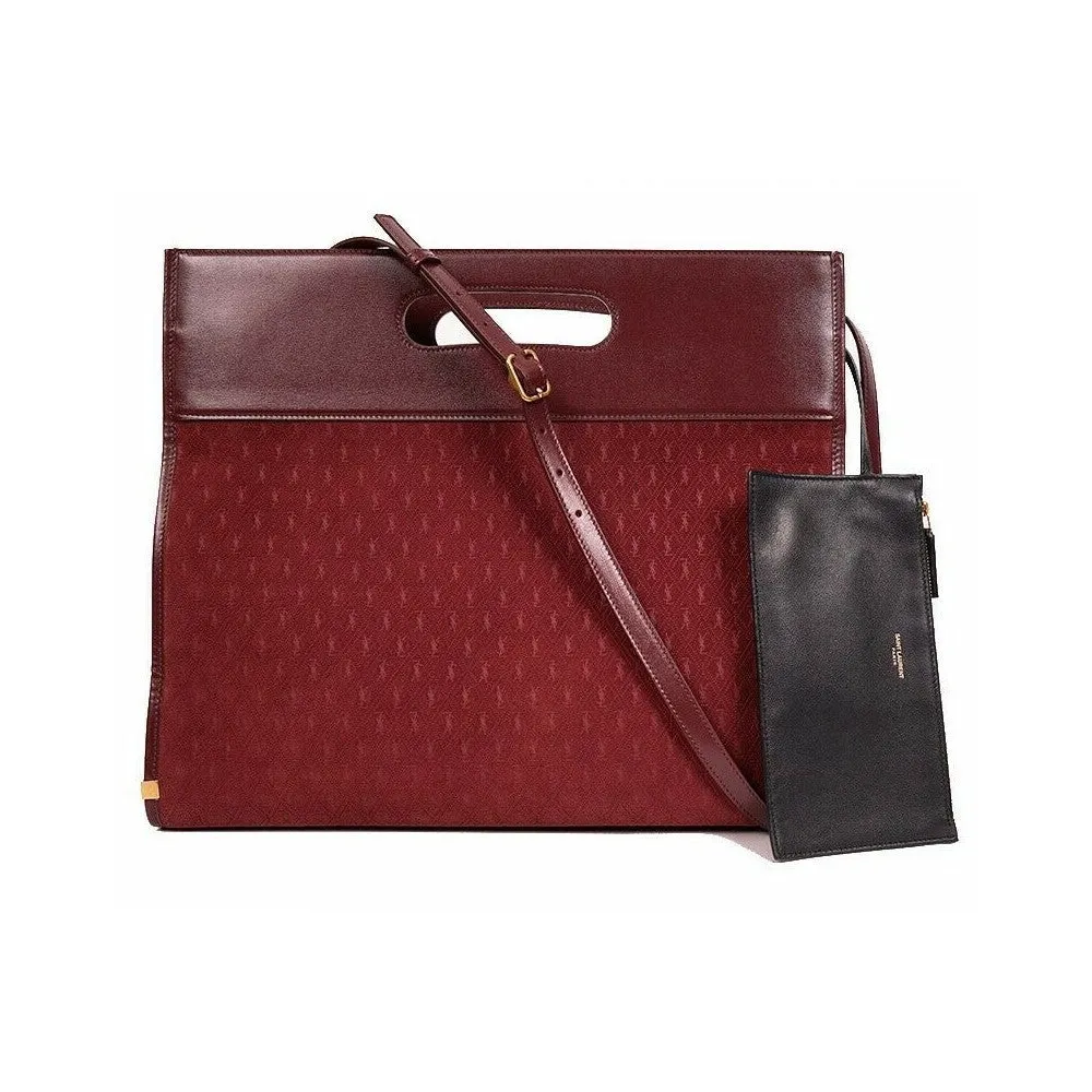 Ysl Bags Saint Laurent Monogram King Palm Red Suede Tote Handbag 579609