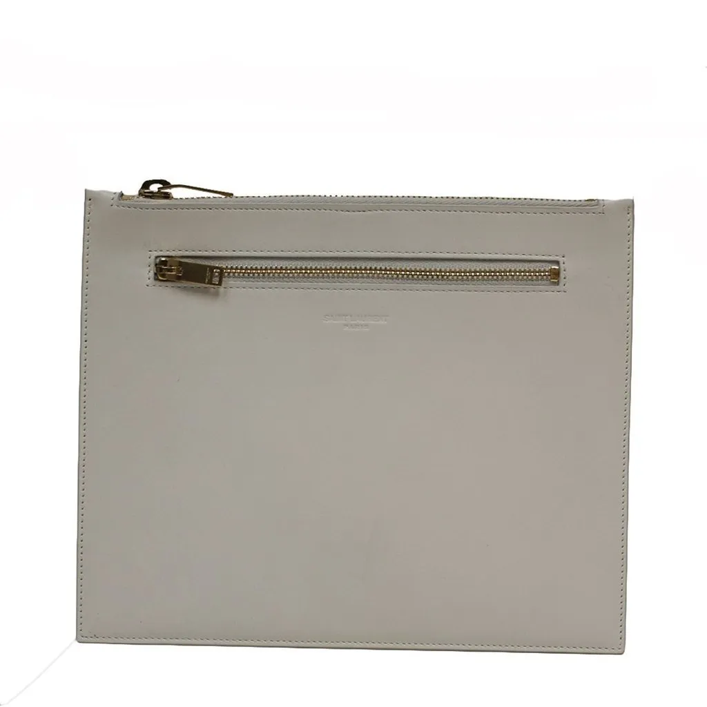 Ysl Bags Saint Laurent Off White Leather Document Holder Wallet 315872