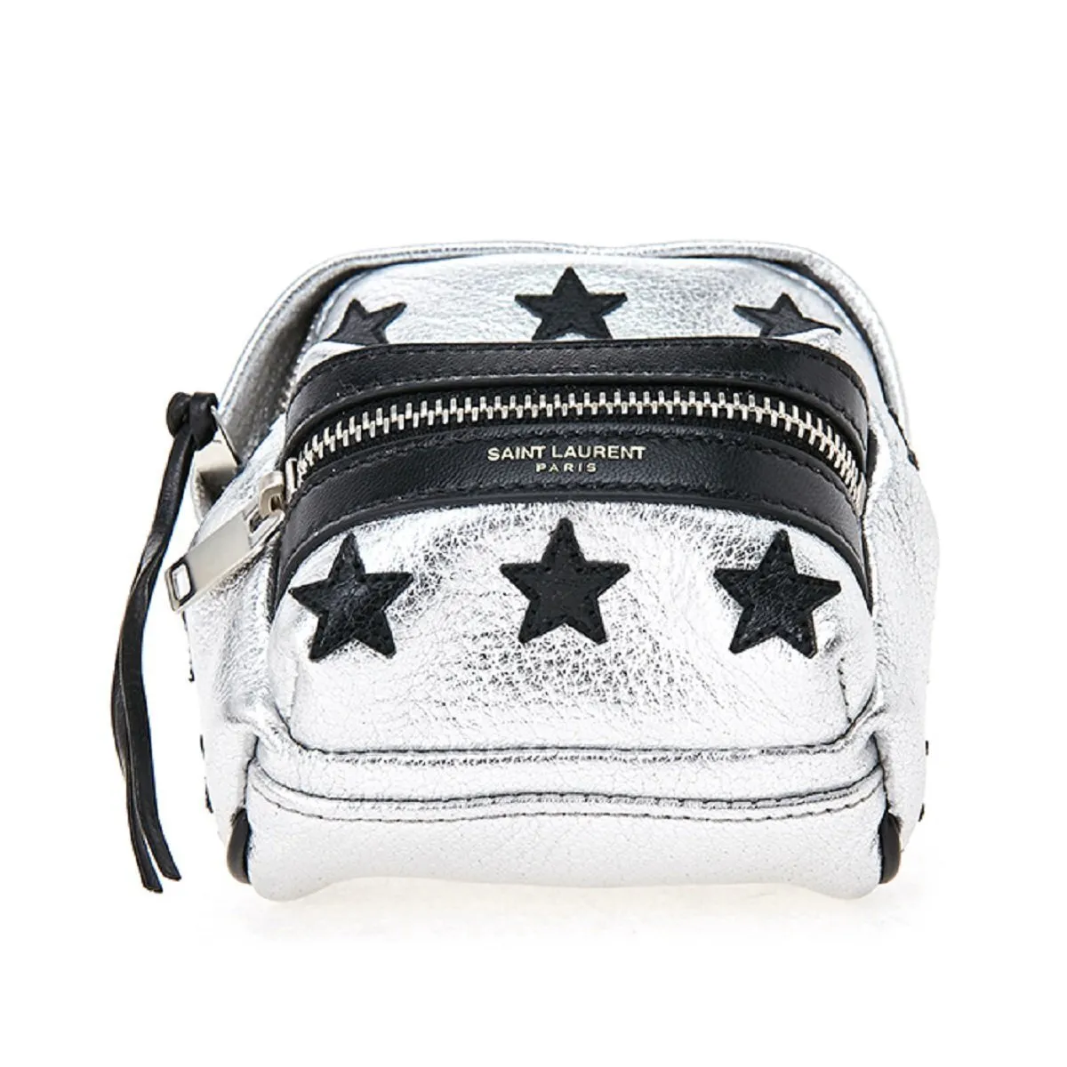 Ysl Bags Saint Laurent Silver/Black Unisex Zip Backpack Key Chain Black Stars 441914