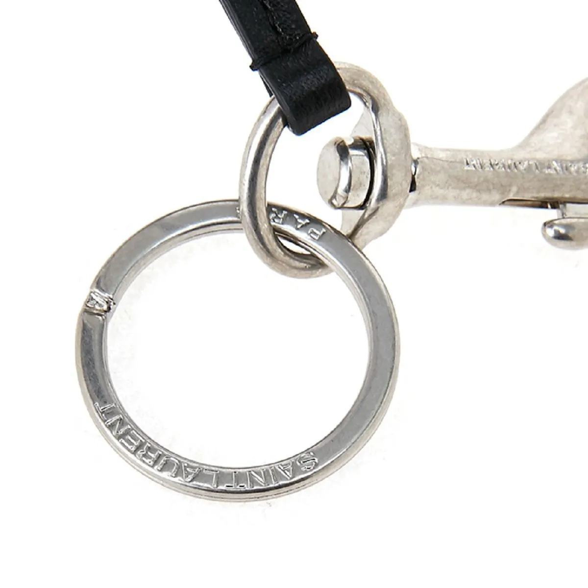 Ysl Bags Saint Laurent Silver/Black Unisex Zip Backpack Key Chain Black Stars 441914