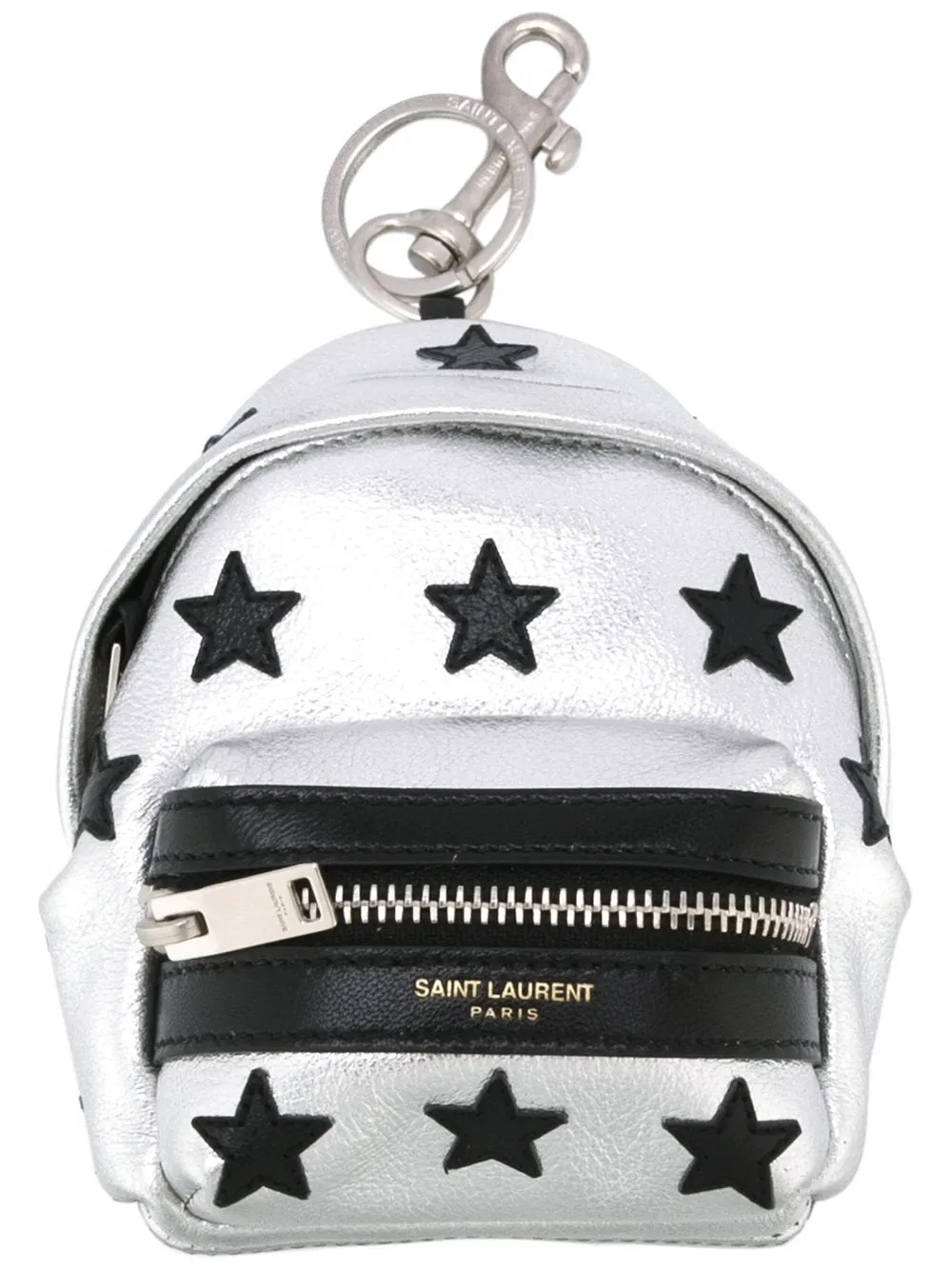Ysl Bags Saint Laurent Silver/Black Unisex Zip Backpack Key Chain Black Stars 441914