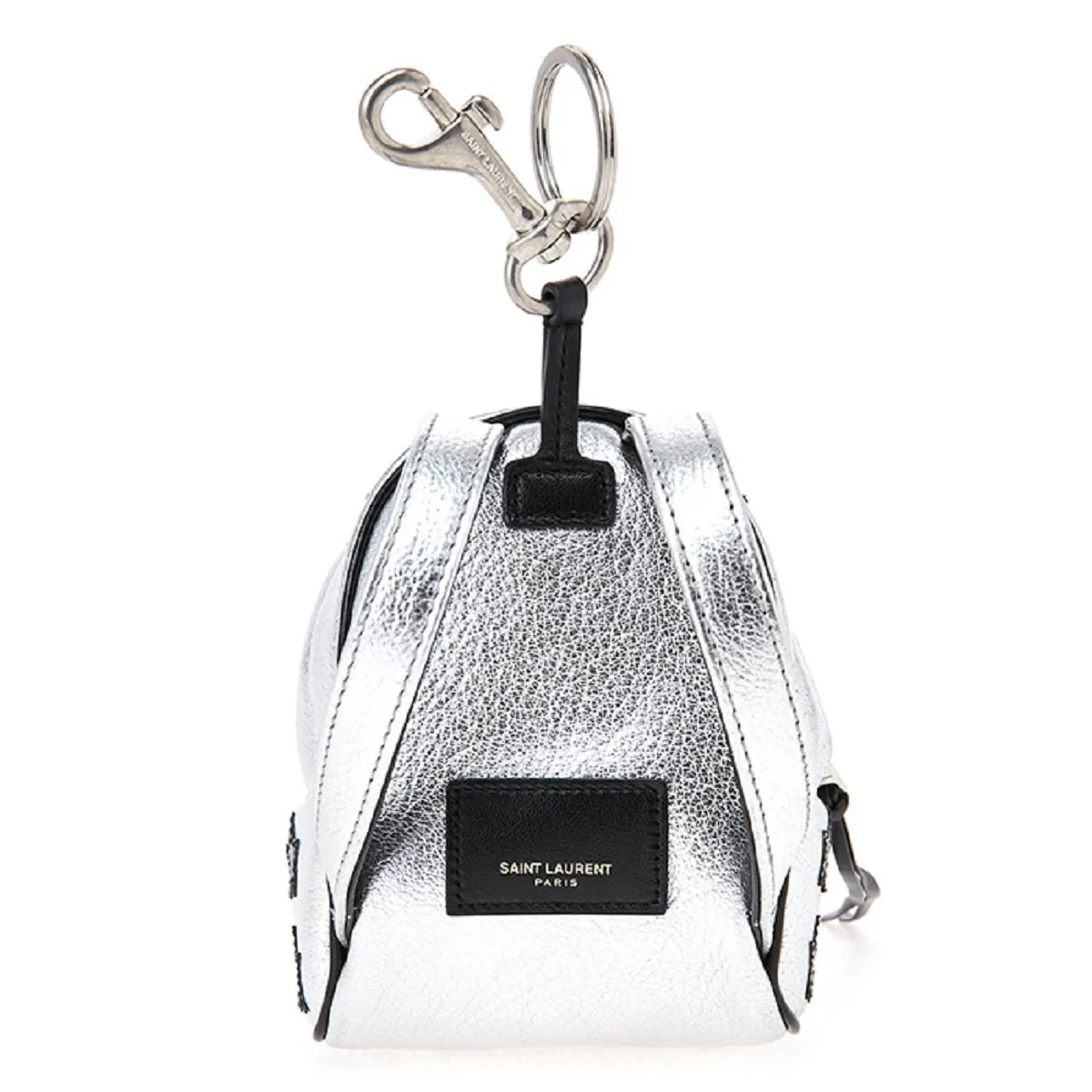 Ysl Bags Saint Laurent Silver/Black Unisex Zip Backpack Key Chain Black Stars 441914