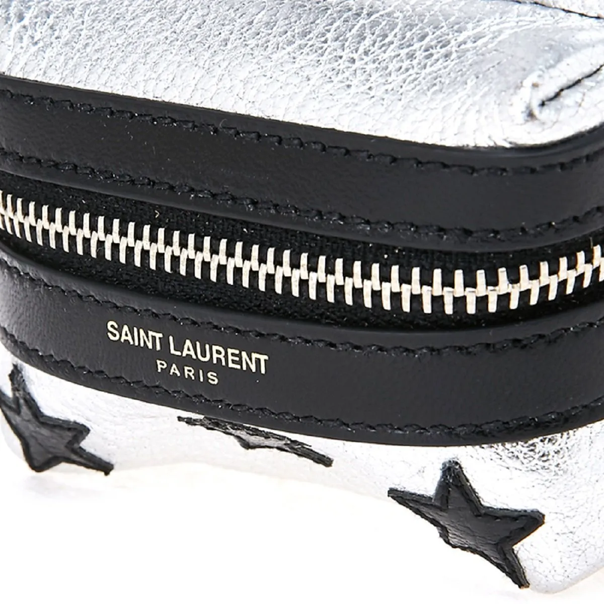 Ysl Bags Saint Laurent Silver/Black Unisex Zip Backpack Key Chain Black Stars 441914