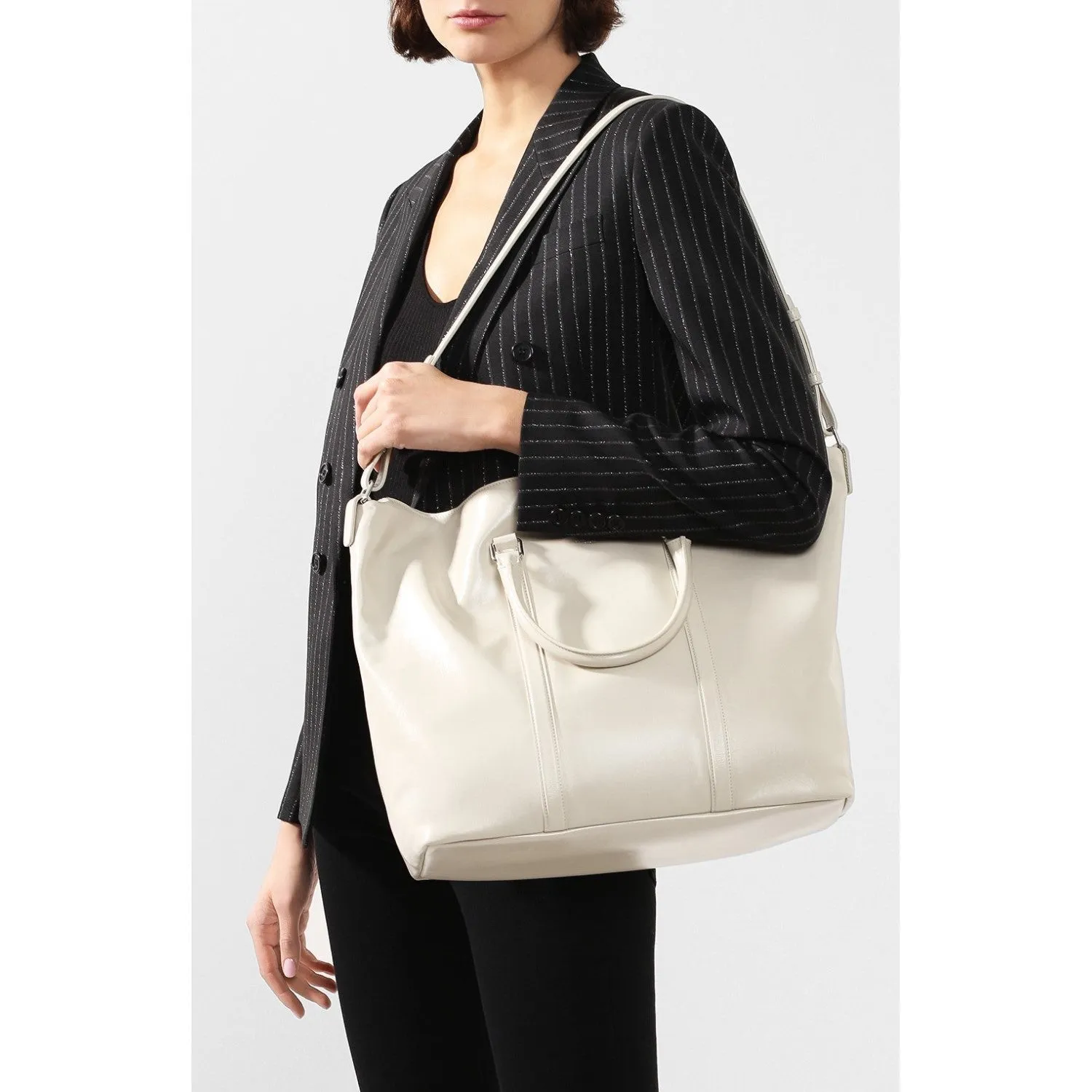 Ysl Bags Saint Laurent Supple Ivory Leather Tote Bag 608958