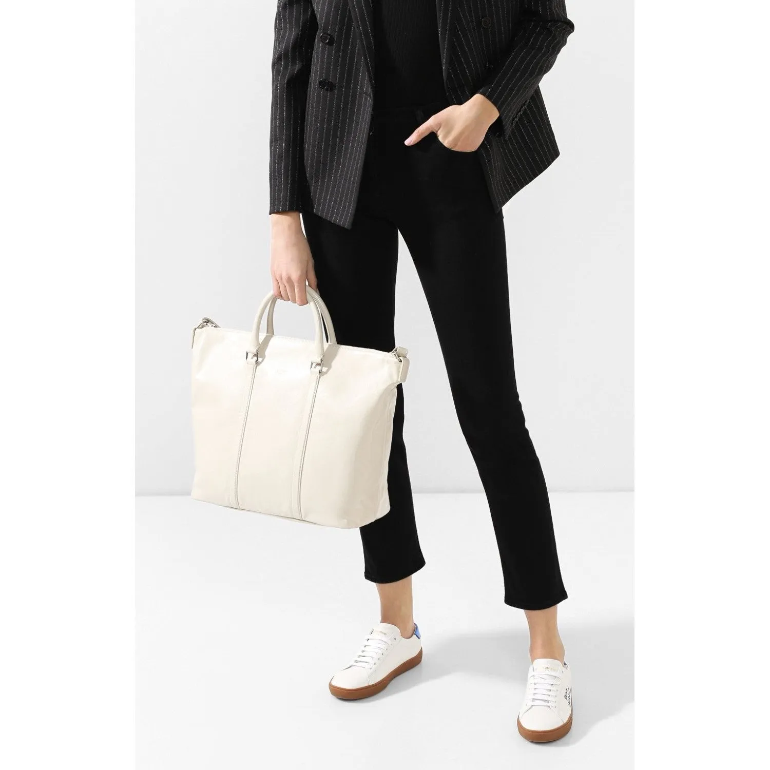Ysl Bags Saint Laurent Supple Ivory Leather Tote Bag 608958
