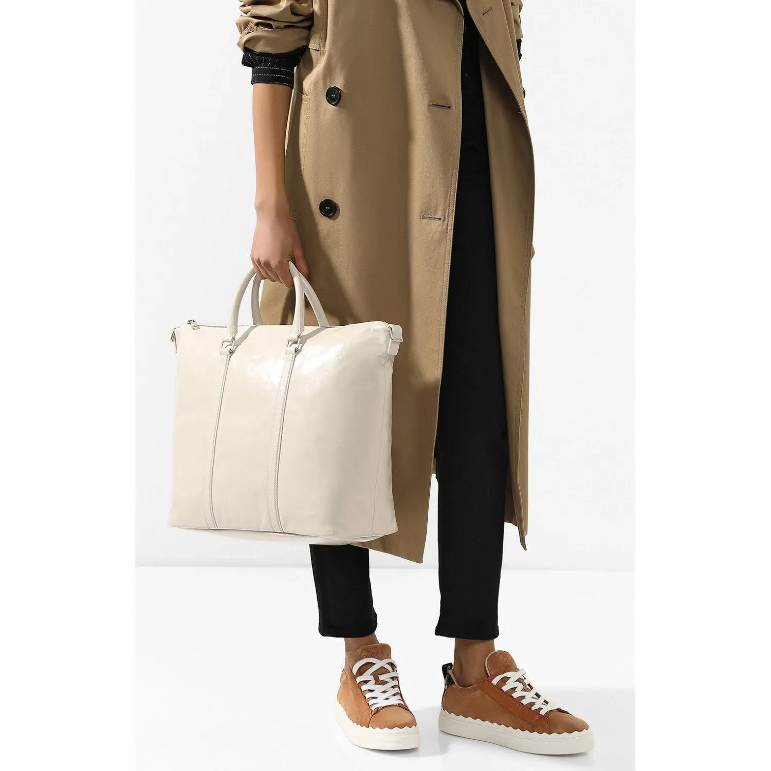 Ysl Bags Saint Laurent Supple Ivory Leather Tote Bag 608958