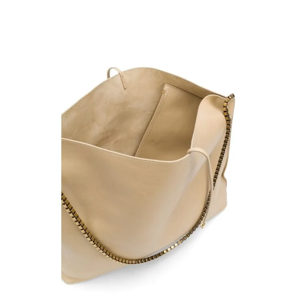 Ysl Bags Saint Laurent Suzanne Beige Calfskin Leather Chain Hobo Bag 634804
