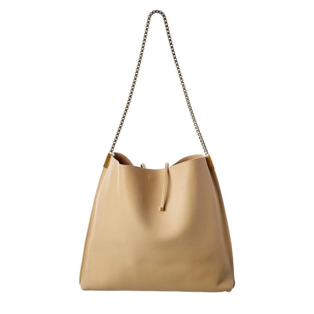 Ysl Bags Saint Laurent Suzanne Beige Calfskin Leather Chain Hobo Bag 634804