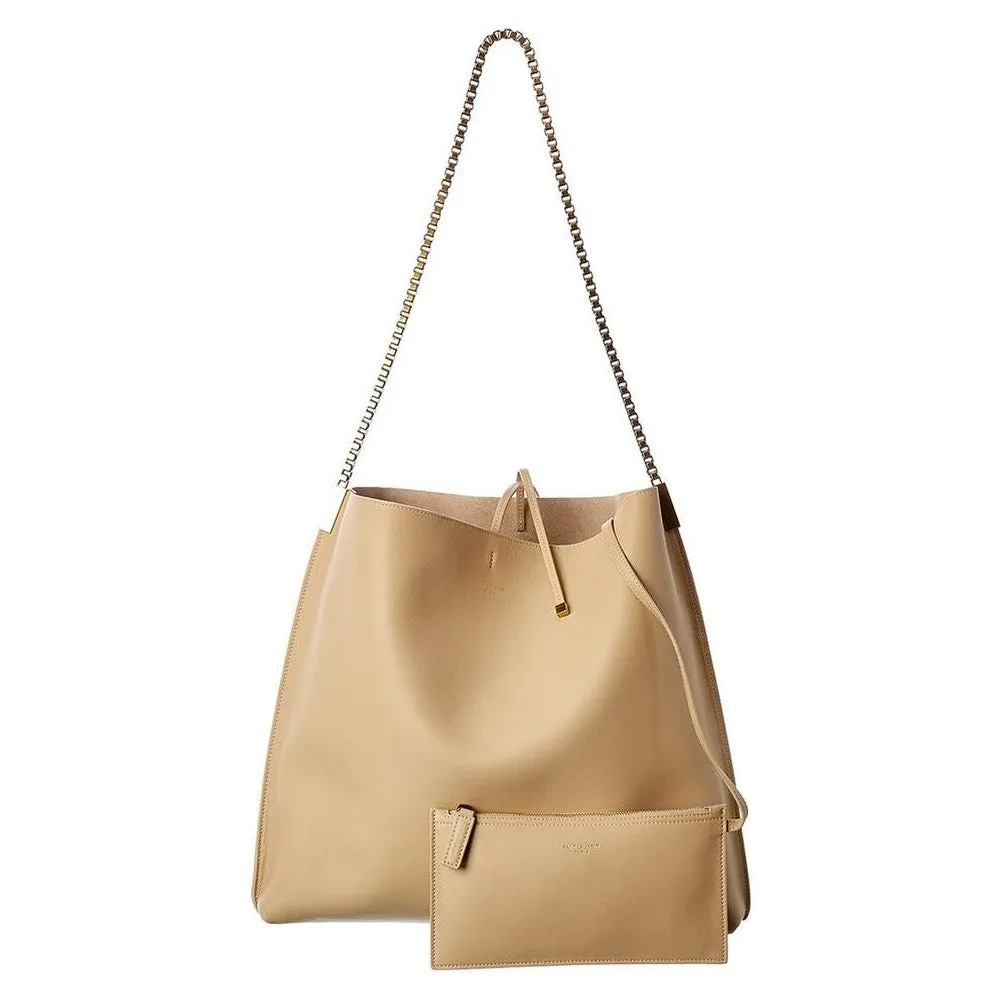 Ysl Bags Saint Laurent Suzanne Beige Calfskin Leather Chain Hobo Bag 634804