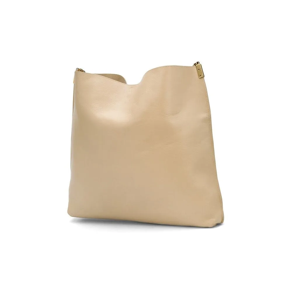 Ysl Bags Saint Laurent Suzanne Beige Calfskin Leather Chain Hobo Bag 634804