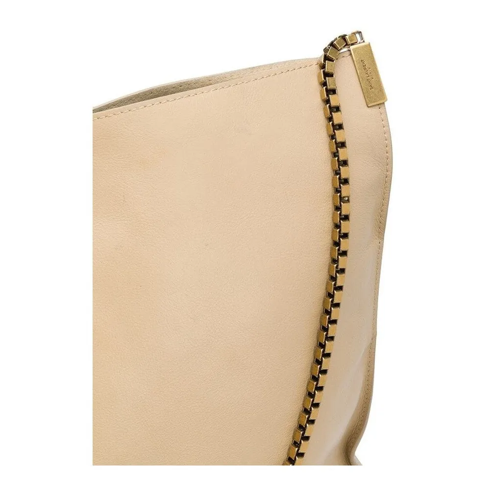 Ysl Bags Saint Laurent Suzanne Beige Calfskin Leather Chain Hobo Bag 634804
