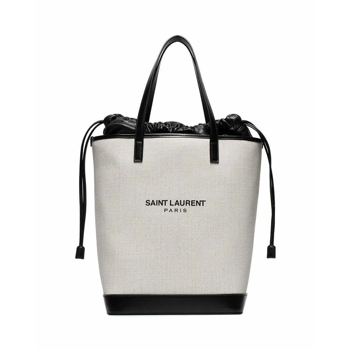 Ysl Bags Saint Laurent Teddy White Coated Linen Drawstring Bucket Bag 551595