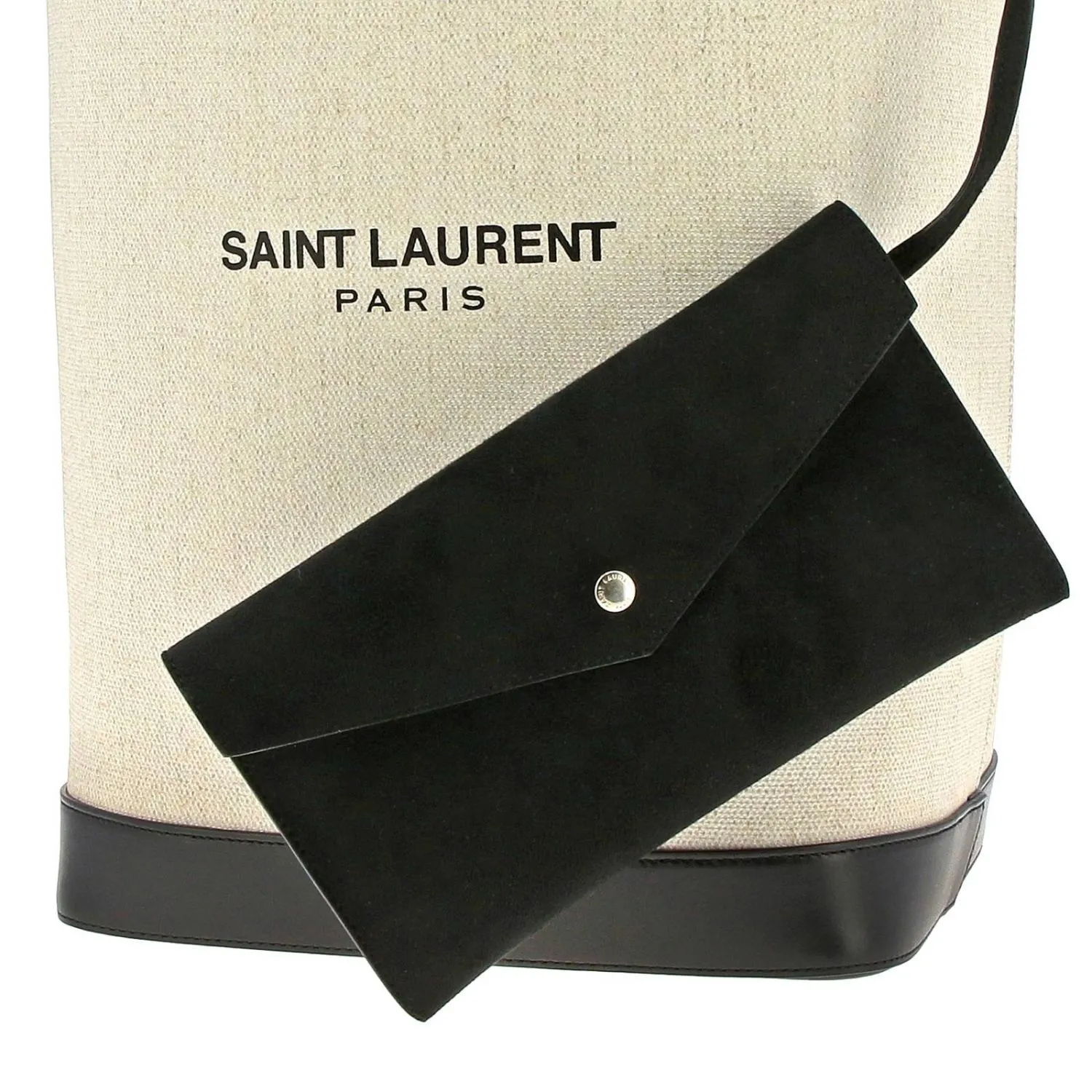 Ysl Bags Saint Laurent Teddy White Coated Linen Drawstring Bucket Bag 551595