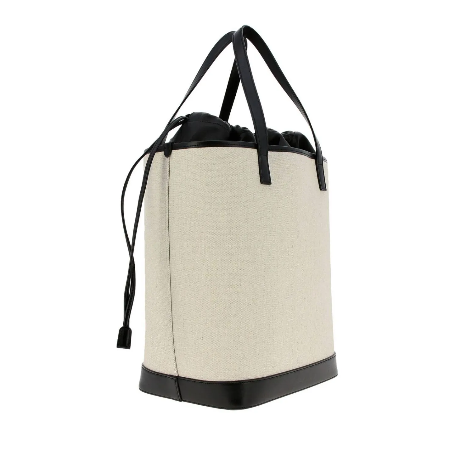 Ysl Bags Saint Laurent Teddy White Coated Linen Drawstring Bucket Bag 551595